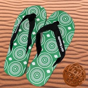 Girl Scouts, Flip Flops, Black and Green, Size M